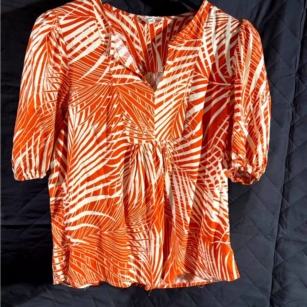 Panama Jack Orange and White Tropical Blouse